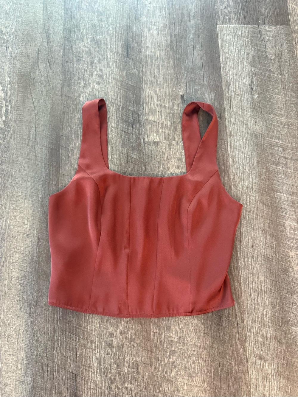 Express Square-Neck Cropped Tank Top - Rust Red